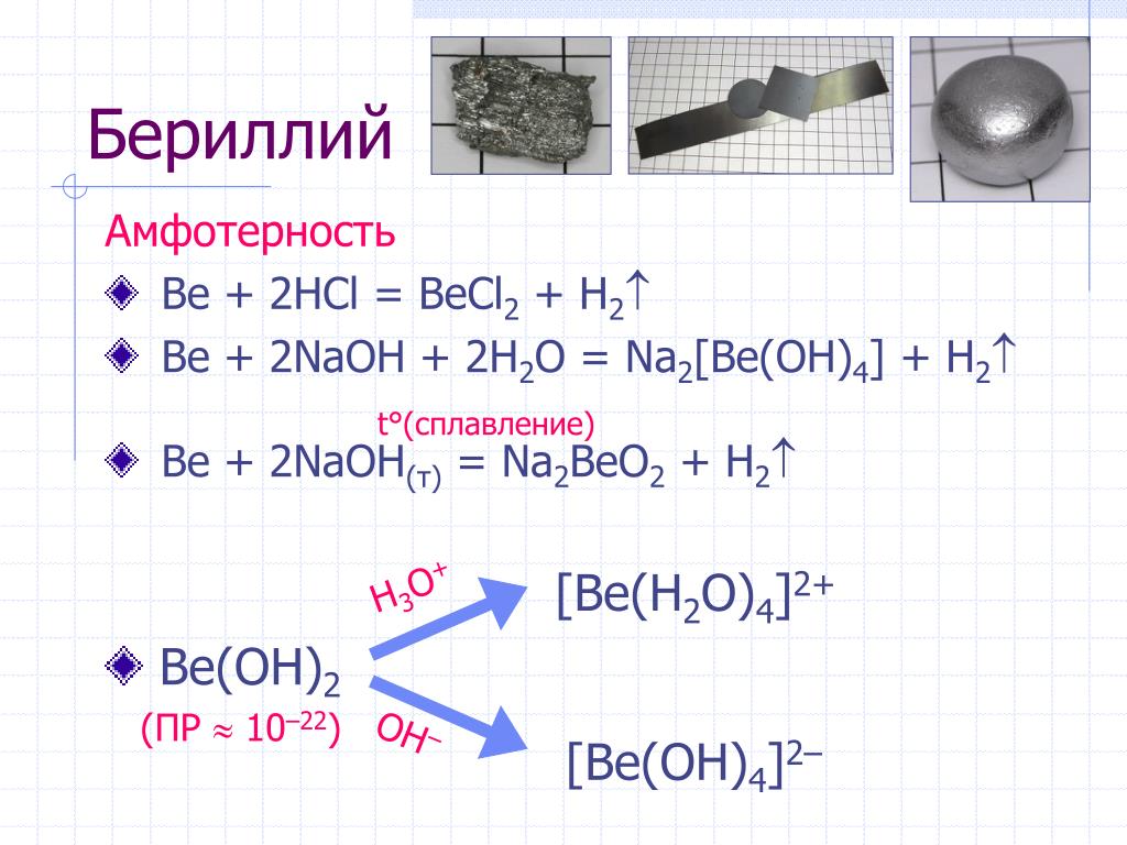 Гидроксид бериллия и гидроксид калия. Химические свойства химические бериллий. Химические соединения с бериллием. Основные реакции бериллия. Амфотерность бериллия.