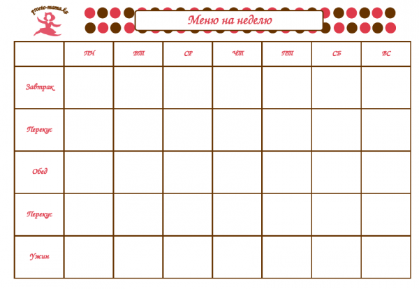 Недельная таблица. Таблица меню на неделю. Меню на неделю макет. Таблица для составления меню. Шаблон для составления меню.